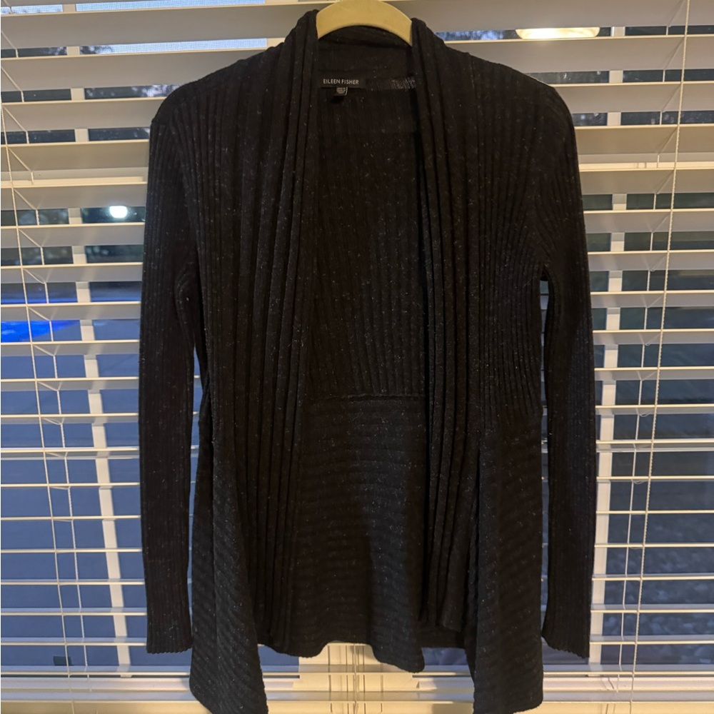 Eileen Fisher Open-Front Ribbed Cardigan